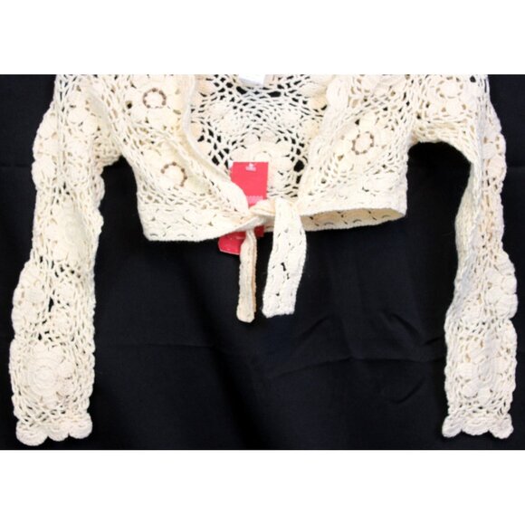 2007 Gymboree Savanna Sunset Crochet Bolero sz 6 Lace Sweater Crop Beaded Tie - Picture 3 of 7